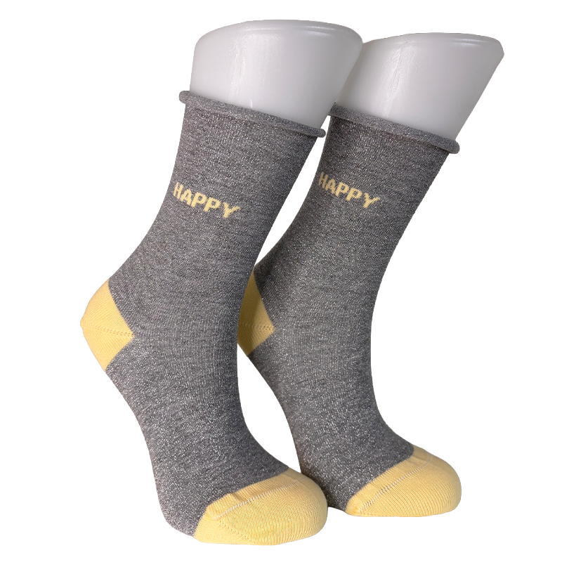 Chaussettes Mixte Signature Gris métallisé "Happy"