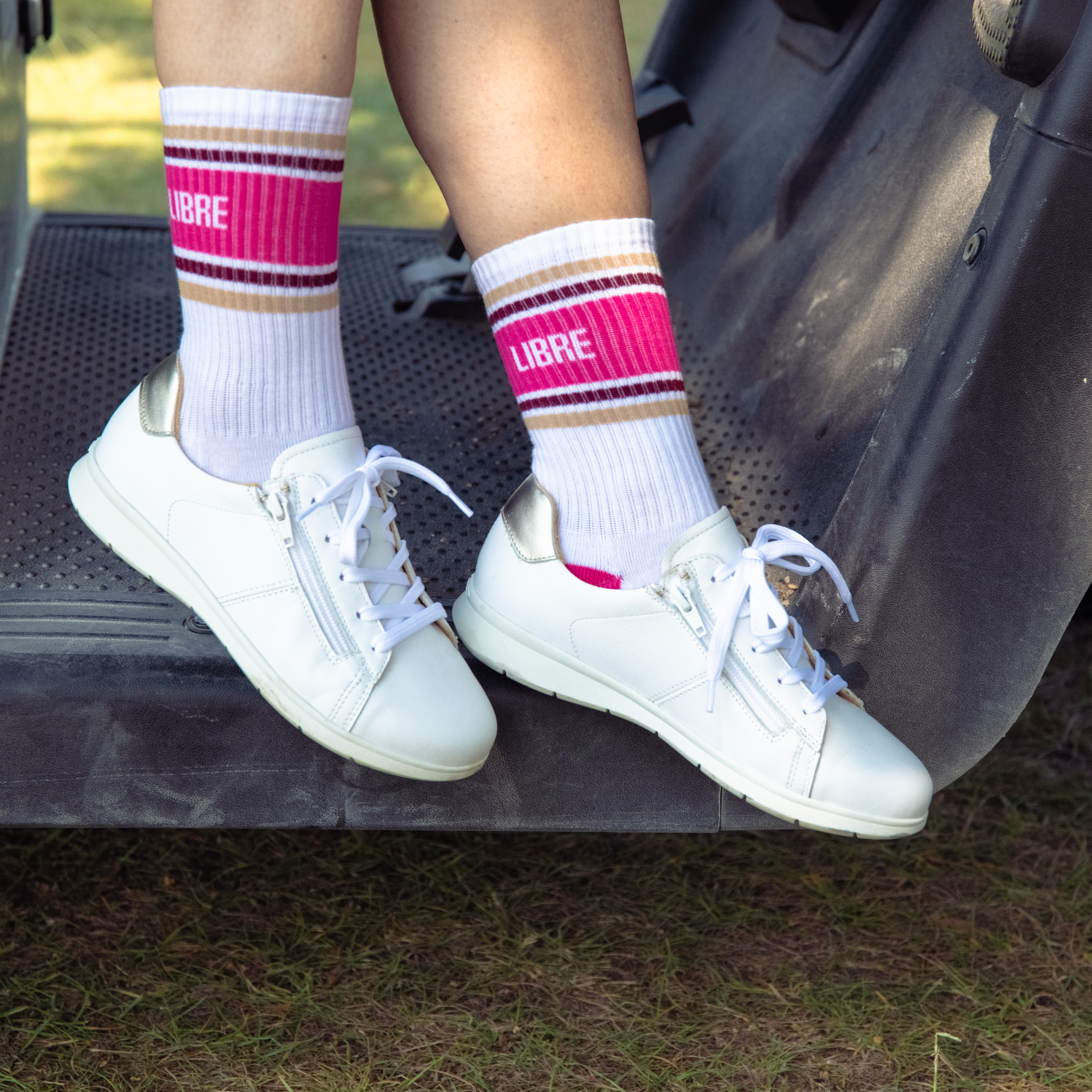 Chaussettes Mixte Signature Blanc - Rose "Libre"