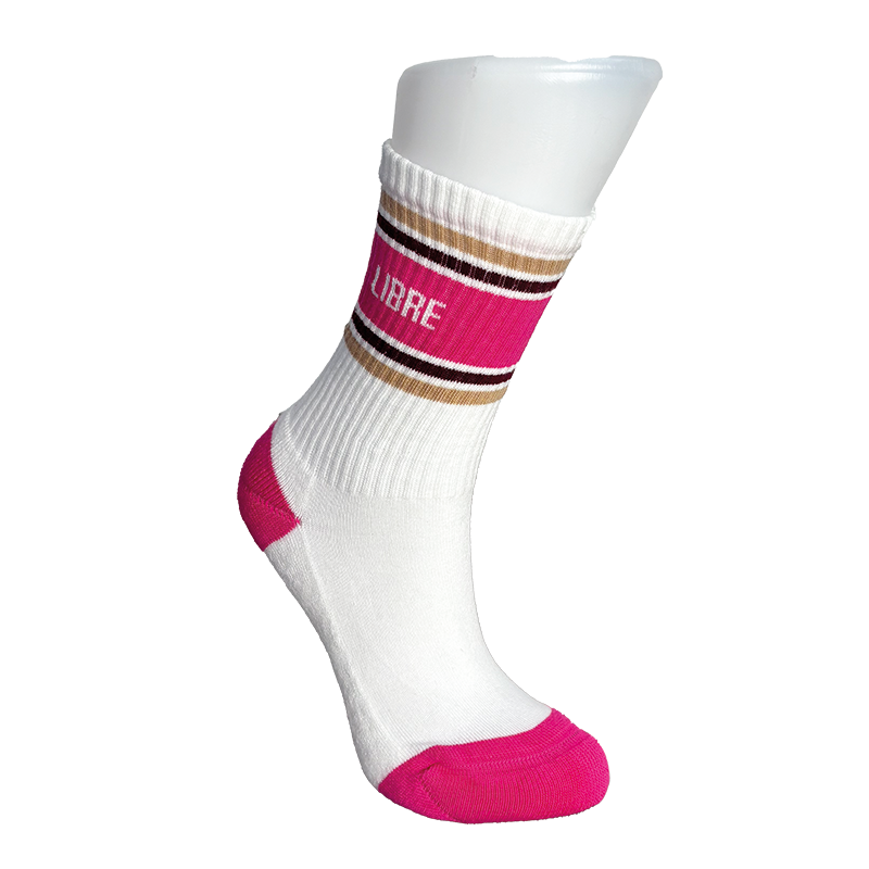 Chaussettes Mixte Signature Blanc - Rose "Libre"