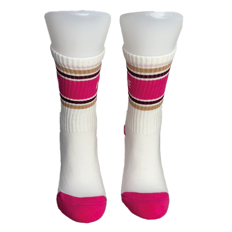 Chaussettes Mixte Signature Blanc - Rose "Libre"