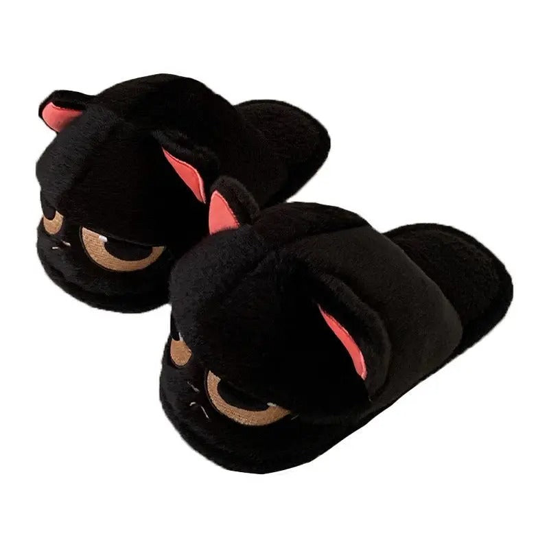 Chaussons femme chat noir