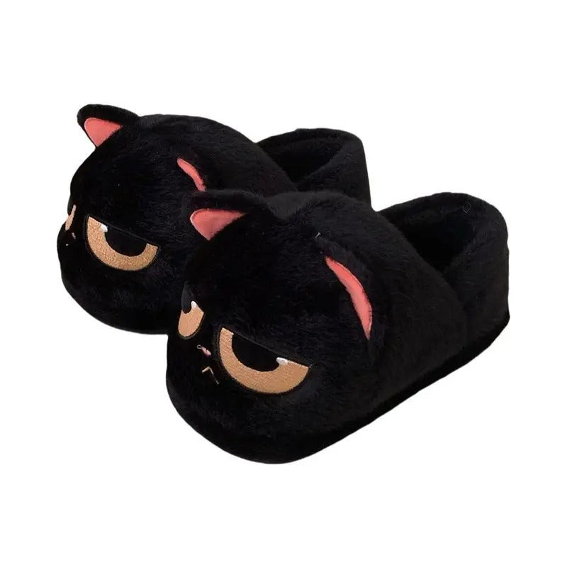 Chaussons femme chat noir