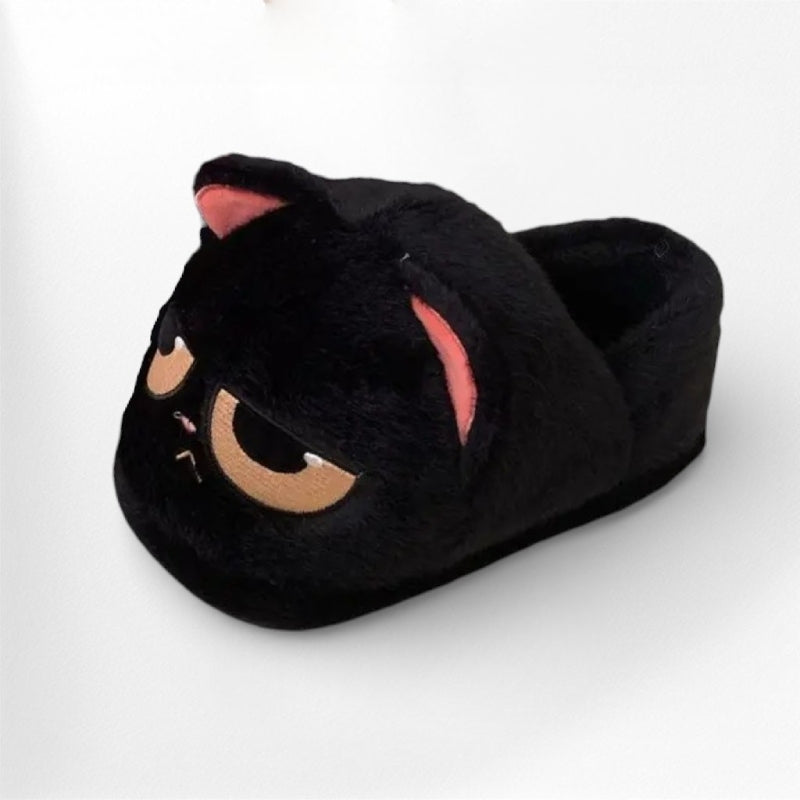 Chaussons femme chat noir